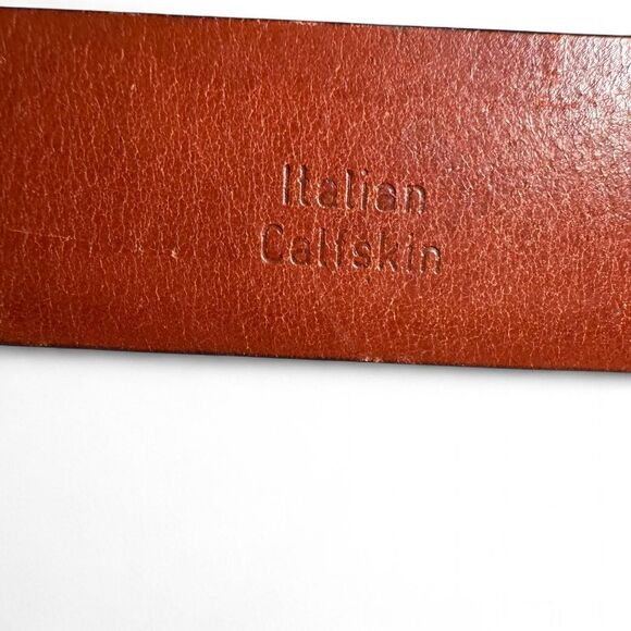 Johnston & Murphy Italian Calfskin Leather Belt Size 42 Tan Brown Croc Embossed - Picture 4 of 8